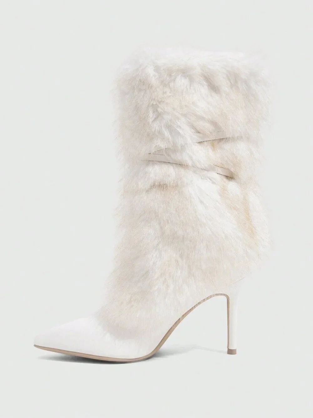 White Sexy Women's Stiletto Foldover Boots